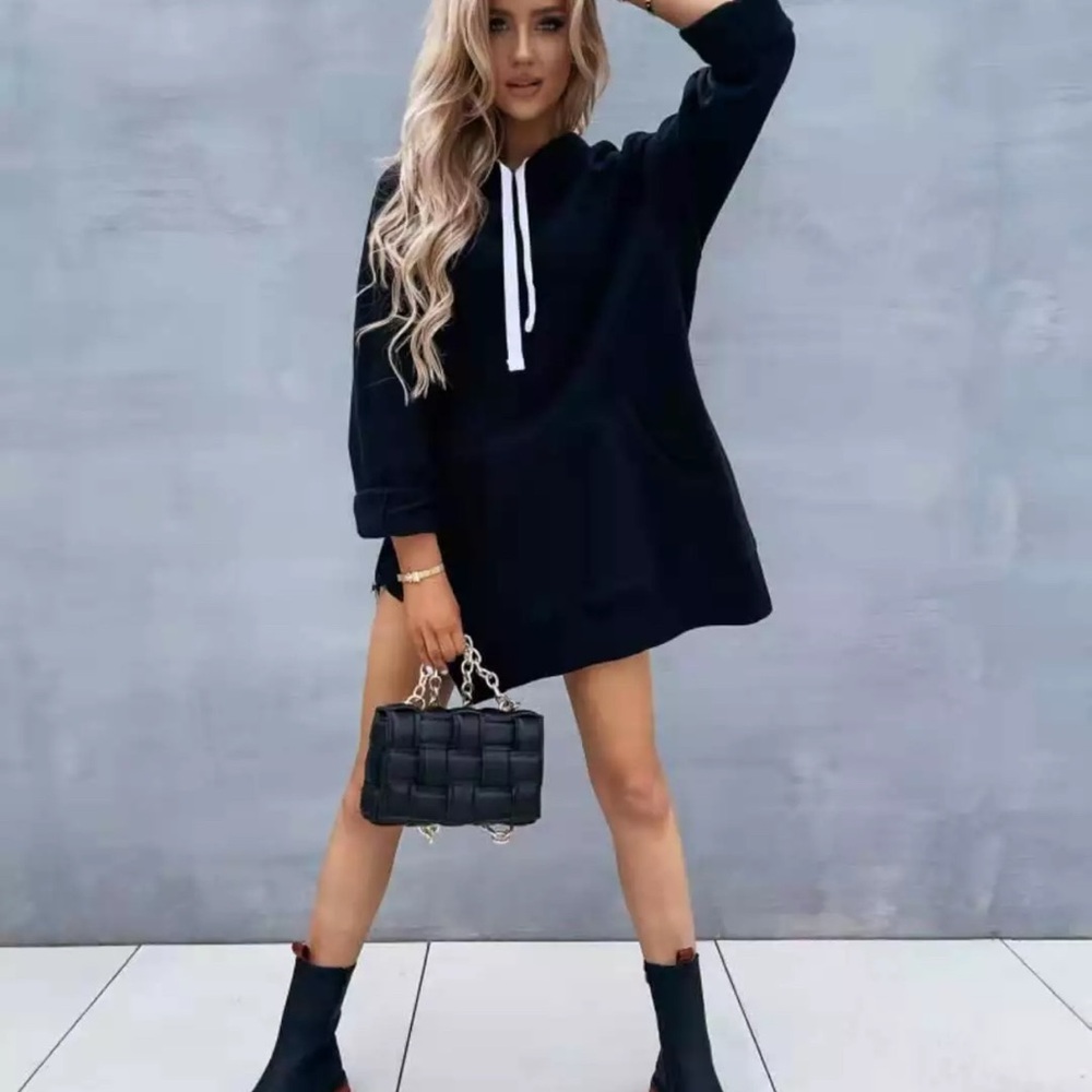 Stylish Black Hoodie Dress